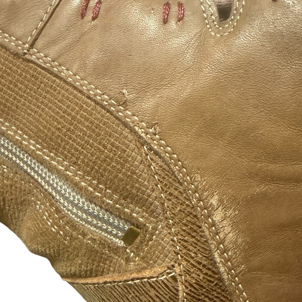 Ahnu Chenery Brown Leather Ankle Boots Size 9 Tie Easy On Zip Tan Urban Rugged - Picture 9 of 11